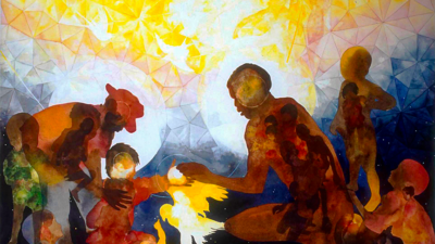 Jalaliyyih Quinn, Heal the World, Watercolor on Arches, 42 x 45 inches