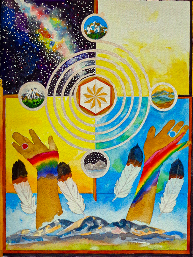 Jalaliyyih Quinn, Healing Prayer for Navajo Nation, Watercolor on Arches, 12 x 16 inches