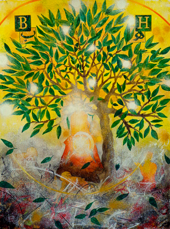 Jalaliyyih Quinn, The Healing Tree, Watercolor on Arches, 22 x 30 inches