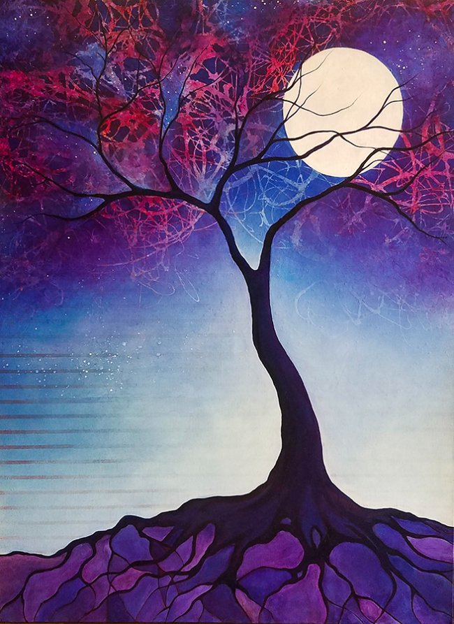 Jacqueline Claire, “Tree of Revelation”, Mixed media on canvas, 30 x 40 inches