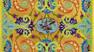 World Quilt – Panel #1 Beth Yazhari, “World Quilt - Panel #1”, Acrylic and vintage textiles on wood panel, 18 x 18 inches