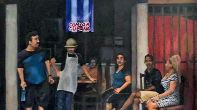 Jacqueline Hiatt, “Comida Cubana?”, Oil on canvas panel, 16 x 20 inches