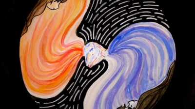 Kiana Rezvani Baghae, “The Colours of Unity”, Watercolour 4.5 x 4.5 inches