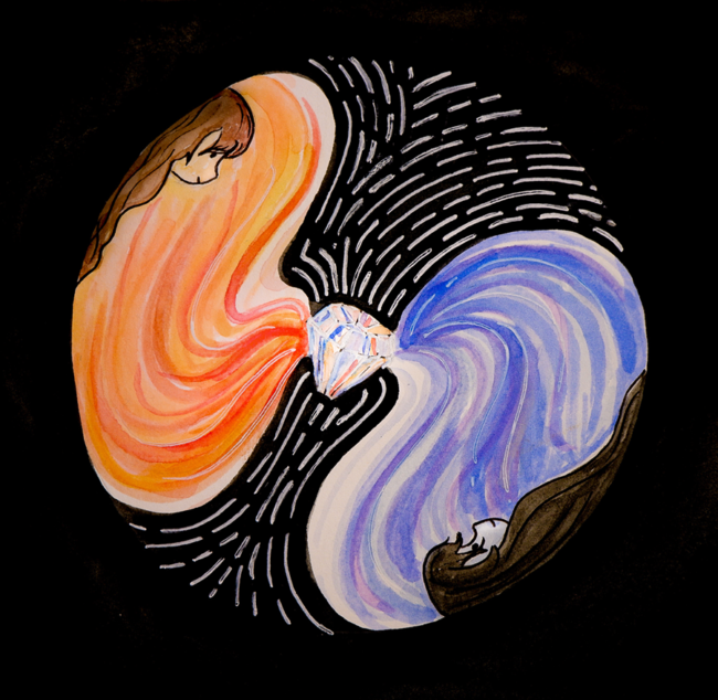 Kiana Rezvani Baghae, “The Colours of Unity”, Watercolour 4.5 x 4.5 inches