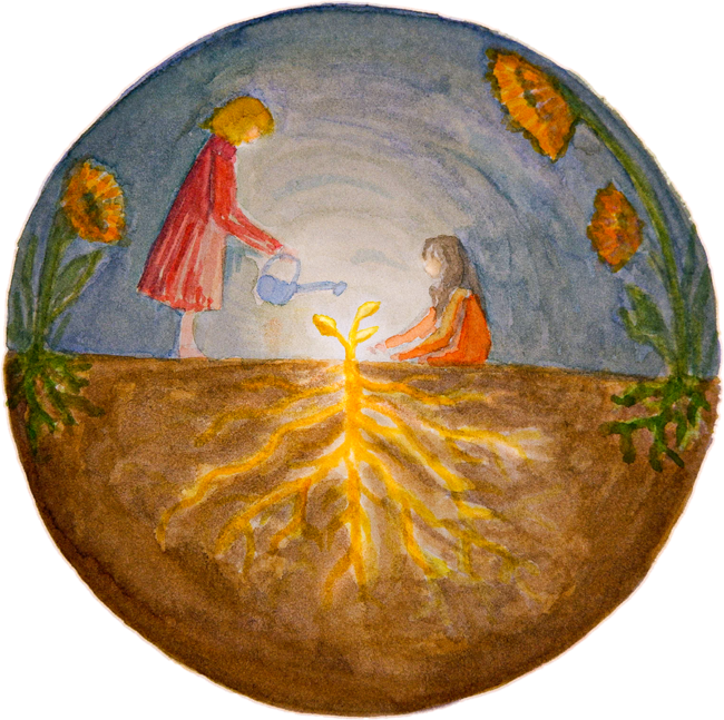 Kiana Rezvani Baghae, “The Sprout of Love and Unity”, Watercolour, 4.5 x 4.5 inches