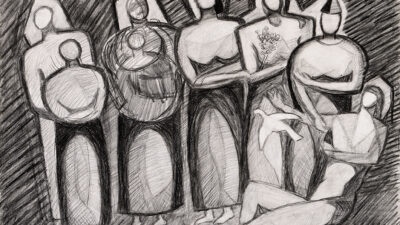 Family with Dove Spirit, representing the unity of the family, by Timothy Crawford Wilson