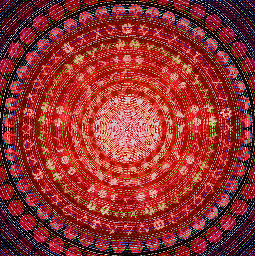 Radiant Orb No. 2, by Beth Yazhari, acrylic on wooden panel, 16 x 16 inches