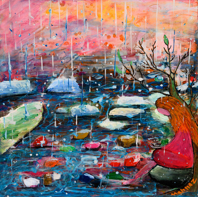 Meditation, by Mahnaz Roshan, Acrylic, 12 x 12 inches