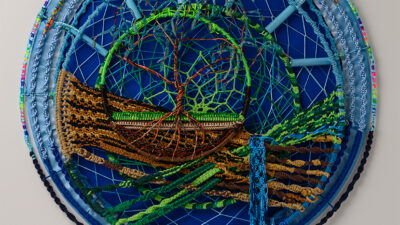 Nature’s Harmony Nature’s Harmony, by Judy Phillips, Various cording, craft metal, beading on metal hoops, 24 inch diameter circle