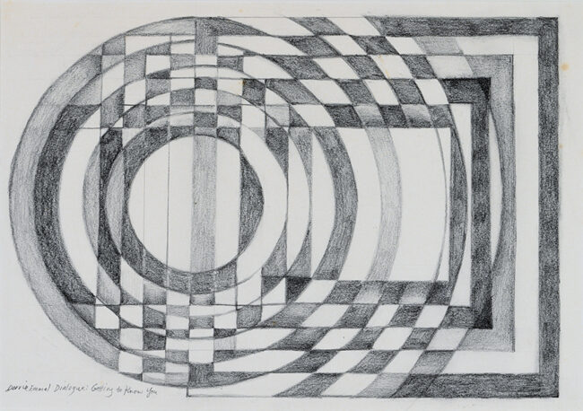 Dialogue: Getting to Know You, by Dorrie Emmel, Pencil on paper, 13 x 9 inches
