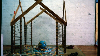 Take Off Your Shoes Before You Come Into the House, by Dorrie Emmel, multi-media, 9 x 9 feet