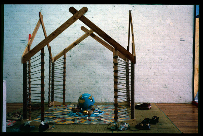 Take Off Your Shoes Before You Come Into the House, by Dorrie Emmel, multi-media, 9 x 9 feet