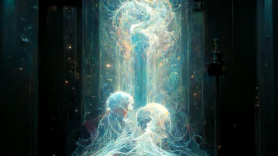 Quantum Entanglement Quantum Entanglement, by Arya Badiyan, generative art, glicée print on paper, 18 x 18 inches