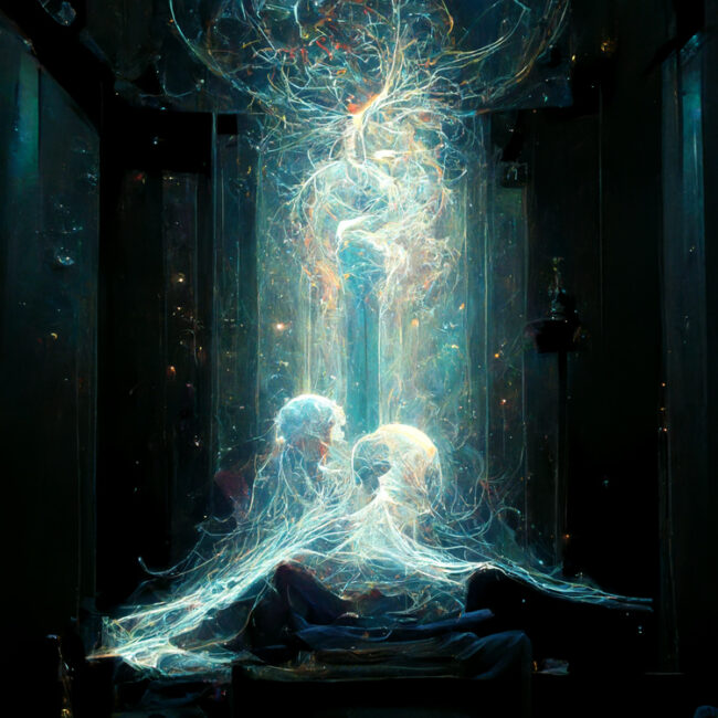 Quantum Entanglement, by Arya Badiyan, generative art, glicée print on paper, 18 x 18 inches