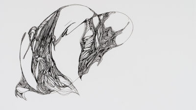 One Thin Line One Thin Line, by Donna Denize, pen and ink, 14 x 17 inches