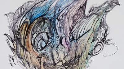 Lithe Flight Lithe Flight, by Donna Denize, pen and ink, 14 x 17 inches