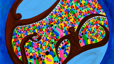 The Colors of Humanity, by Martine Hubbard, acrylic, 20 x 20 inches