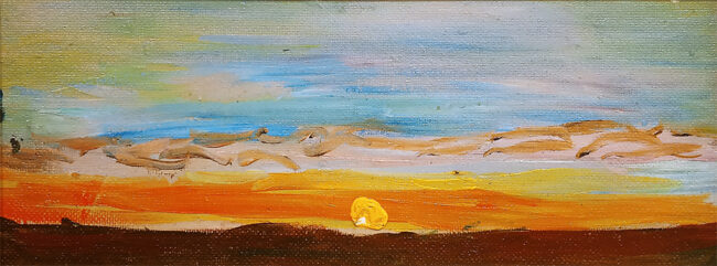 The New Day, by Fereshteh M. Walters, oil on panel, 6 x 16 inches