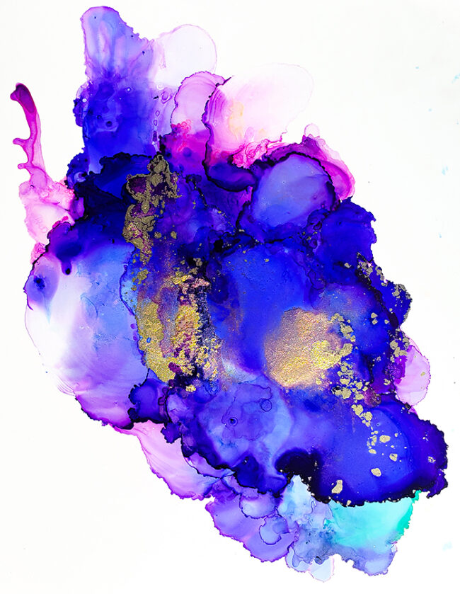 In the Heart of Unity, by Andrew Hartin (ARISE), alcohol ink on Yupo paper, gold leaf, 11 x 14 inches