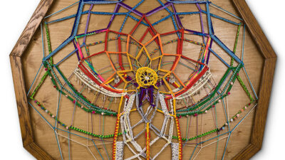 Intone “Intone” by Judy Phillips, Macrame cording, beads, 4 foot diameter