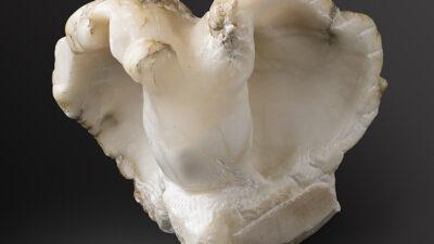 “Peace Is Not Only Possible But Inevitable” by Eleanor Mitten, Alabaster, 11 x 13 inches