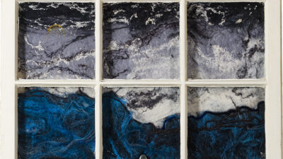 “When the Moon Set over Haifa” by Ann R. Clavin, Wool felt, 27 x 19 inches