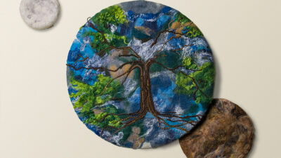“Convergence” by Ann R. Clavin, Wool felt, 6, 24, and 12 inches respectively