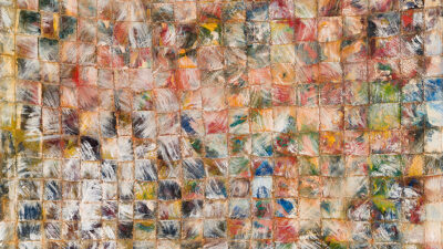 Buddha Brother Went Hiking in the Mountains “Buddha Brother Went Hiking in the Mountains” by Stephen Brandon, Oil Paint on Cut Canvas Strips, 24 x 18 inches