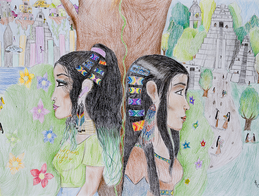 “Generational Connections” by Tahirih Arzú Pantalone, colored pencils on paper, 18 x 24 inches