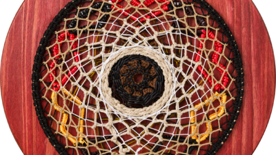 Binding the Hearts II Binding the Hearts II by Judith Phillips from Seeing Oneness, Metal hoop and cording, 14 inch diameter circle