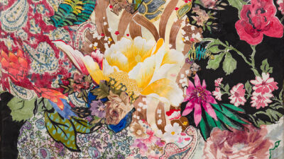 We Are All Flowers of One Garden Series: Unity by Dorrie Emmel from Seeing Oneness, Fabric & glue on canvas, 19.5 x 15.75 inches