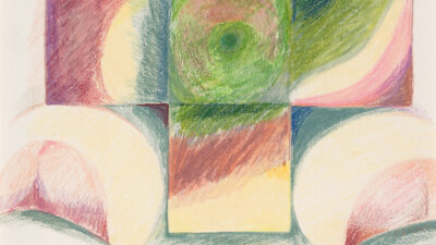 “Two In a Blanket: Sky Vision” by Nadema Agard, Colored Pencil on Arches Paper, 16 x 20 inches