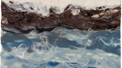 “He hath let loose the two seas...” by Ann R. Clavin, Handmade felted wool, 28 x 40 inches