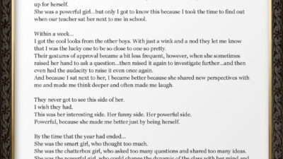 “SHE WAS” by Clarise Annette Brooks, Poetry, from Qualities of Equality art show