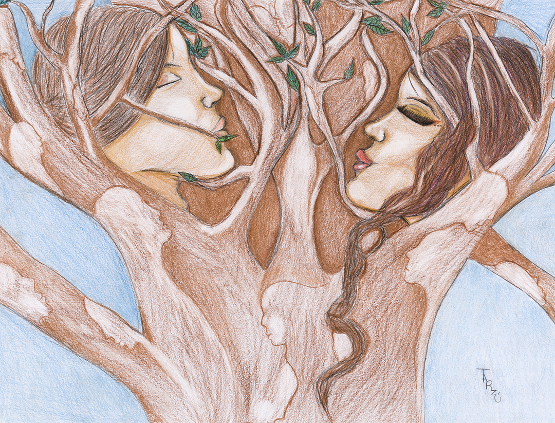 “Tree of Equality” by Tahirih Isabel Arzu Pantalone, Graphite pencils/colored pencils, 18 × 13&frac12; inches
