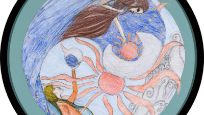 “At a Point of Balance” by Tahirih Isabel Arzu Pantalone, Graphite pencils/colored pencils, 18 × 13½ inches