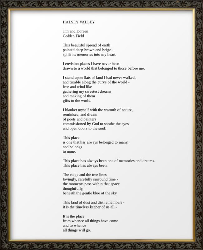 “Halsey Valley“ by Peaches Gillette from “One Shared Earth,” Poetry