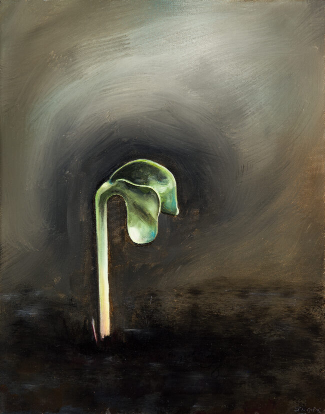 “Renewed Hope” by Inger Gregory from “One Shared Earth,” Acrylic on canvas board, 11 x 14 inches