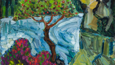 “Fruit Tree by Green River” Timothy Crawford Wilson, Oil on Canvas, 34 x 30 inches
