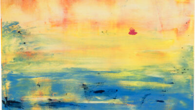“Happy Birthday Susan” by Dawn Dilley, Oil, cold wax, 17 x 21 inches