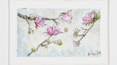“Blossoming” by Kris Willing from {One Shared Earth,” Medium/Media Used: Watercolor, 7&frac12; x 9&frac12; inches