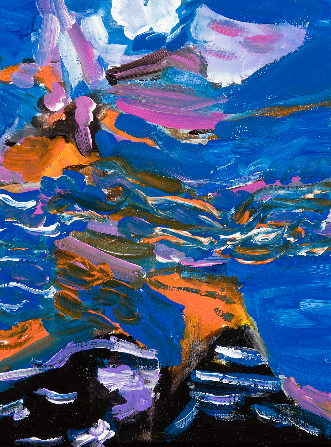 “Fire and Water” by Fereshteh Walters, Acrylic on panel, 9 x 12 inches