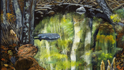 “Beaver Moon” by Melissa Guillet from “One Shared Earth,” Acrylic, 12 x 12 inches