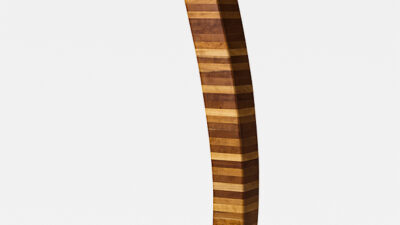 “Temperature Scale” by Jon Hill from “One Shared Earth,” Wood sculpture, 6 feet tall