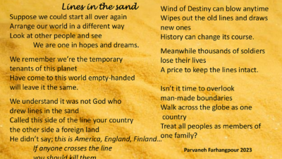 “Lines in the Sand” by Parvaneh Farhangpour from “One Shared Earth,” Poetry