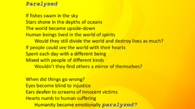 “Paralyzed” by Parvaneh Farhangpour from “One Shared Earth,” Poetry