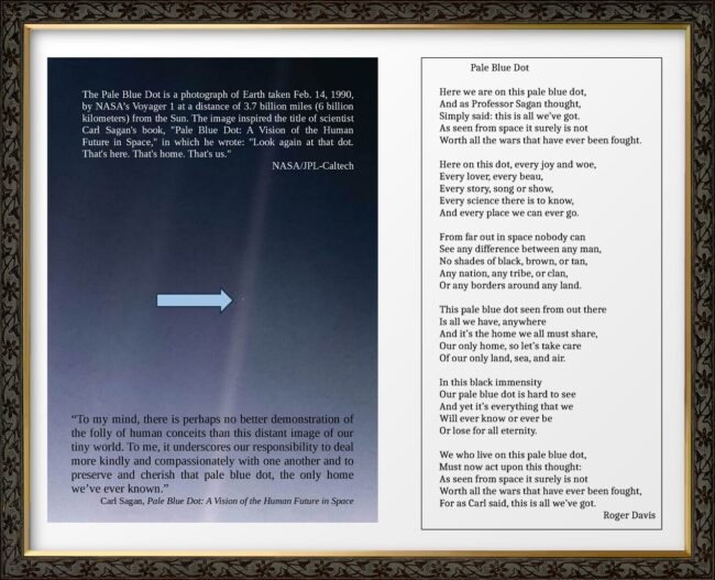 “Pale Blue Dot” by Roger Davis from “One Shared Earth,” Poetry
