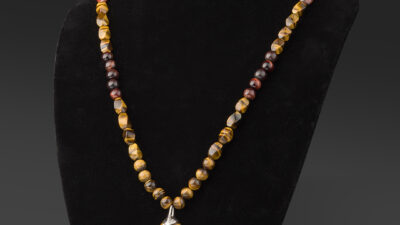 “A Noble Path” by Robin Moshrefzadeh, Tiger-Eye Beads, from Created Noble – Worthy by Design
