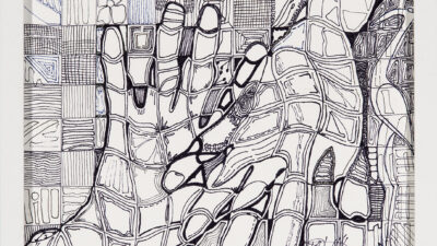 “Creating Nobility... Touching Hands” by Katherine B. McKenzie Phillips, Permanent Marker on Watercolor Paper, 12 x 12 inches, from Created Noble – Worthy by Design