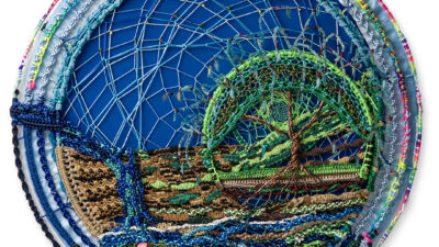 Nature’s Majesty “Nature’s Majesty” by Judy Phillips, Metal hoops, crafting wire, macrame cording, beads, 24 inches, from Created Noble – Worthy by Design